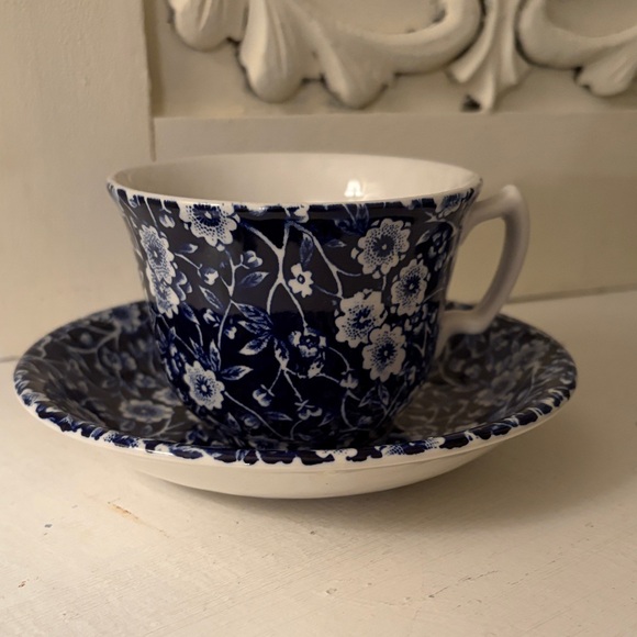 Other - Calico Burleigh Blue and White Teacup and Saucer Set. England